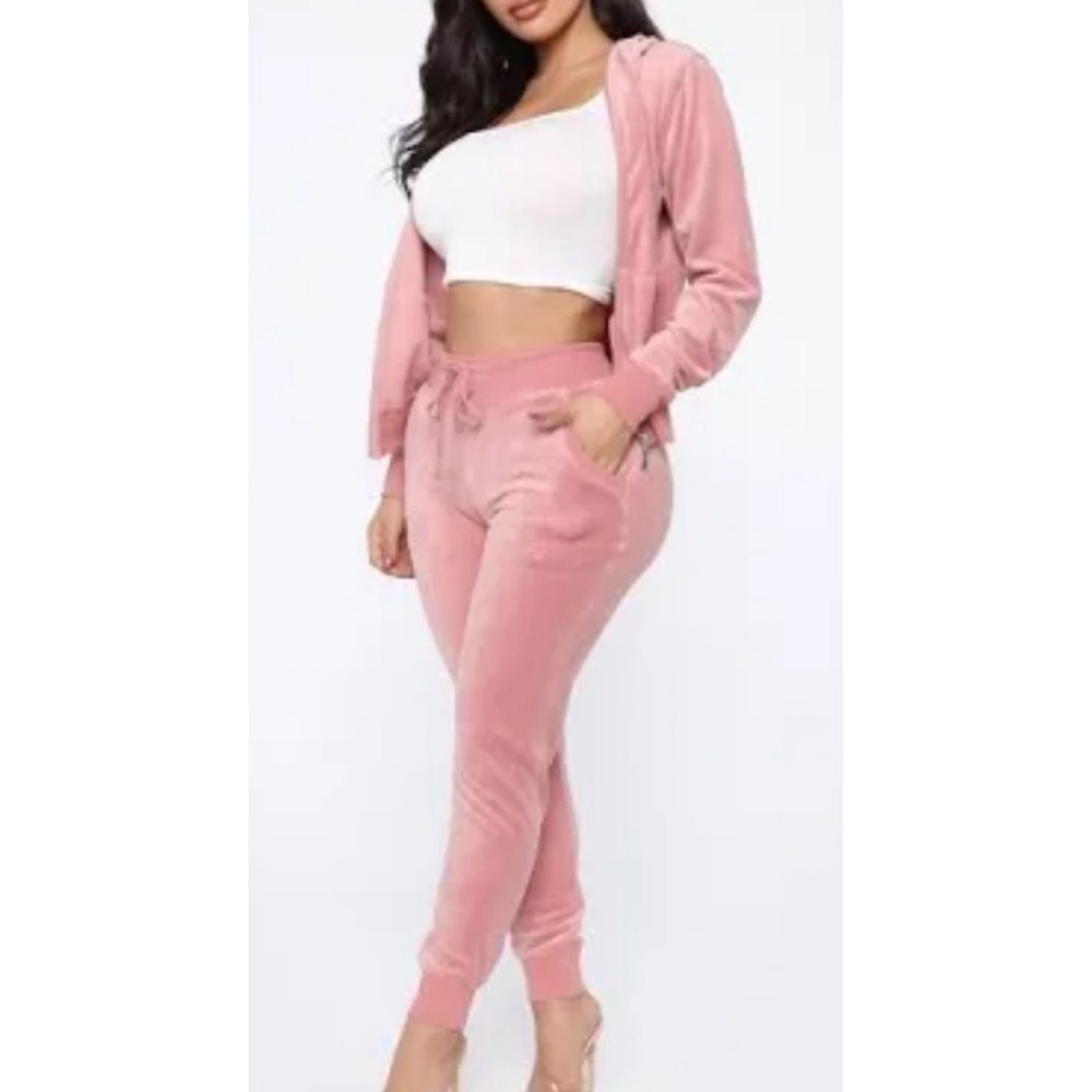 Express Blush Pink Velour Tracksuit Small